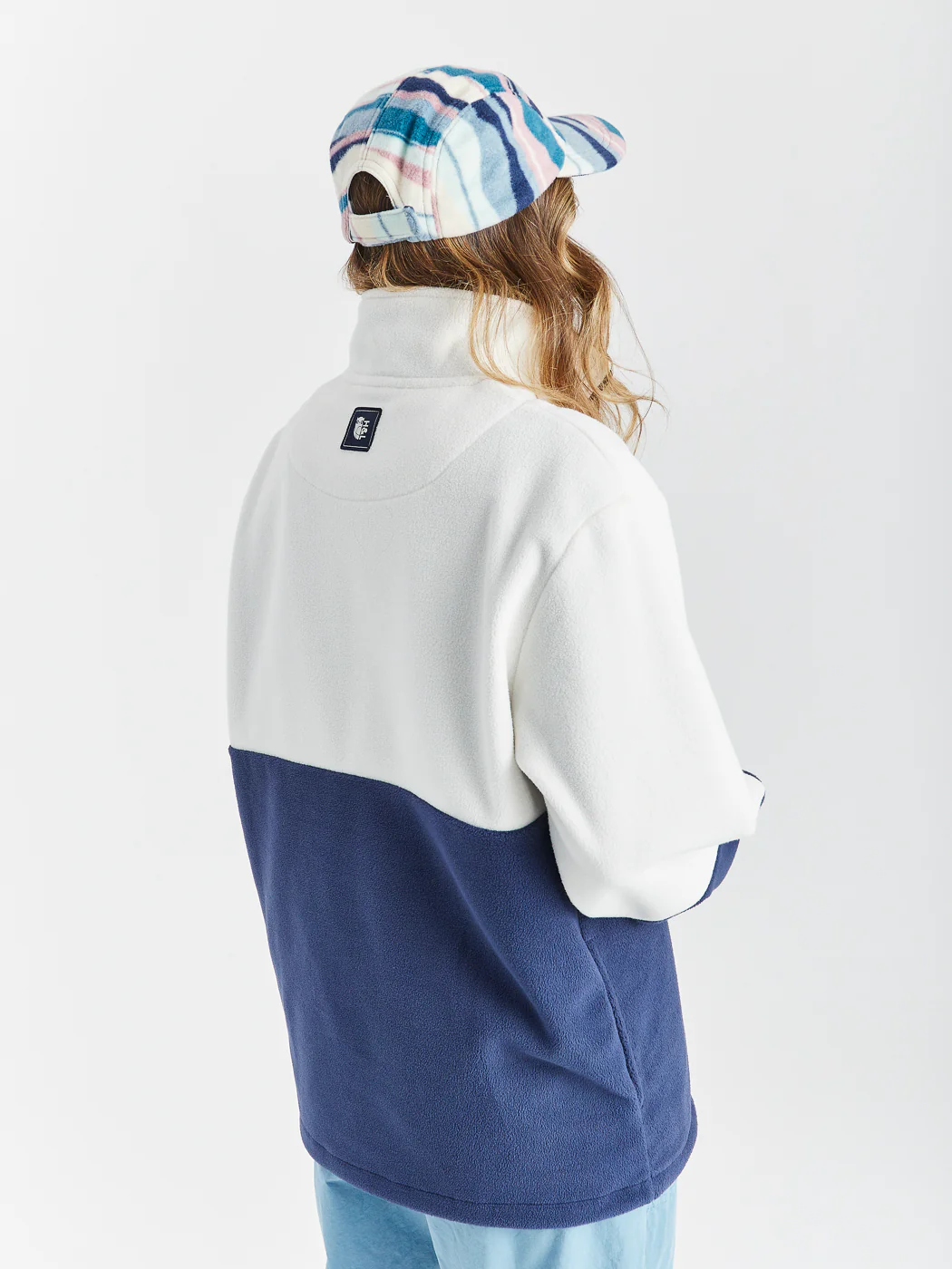 Berkley 1/4 Zip Fleece Cream & Navy - Harper & Lewis