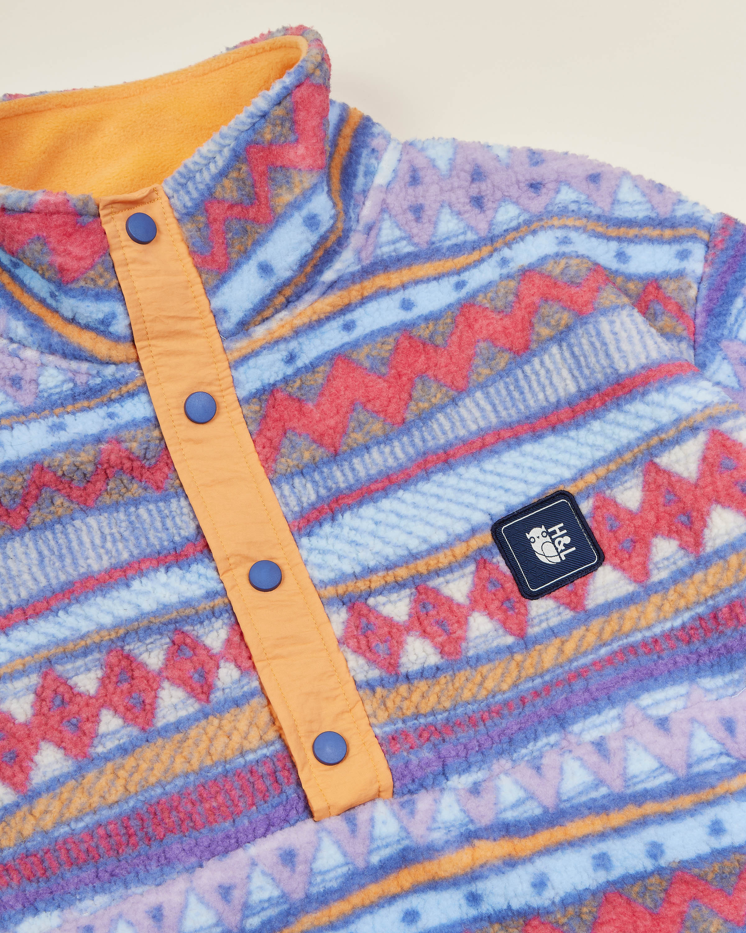 Soleil Retro Pattern Cropped Popper Neck Fleece - Harper & Lewis