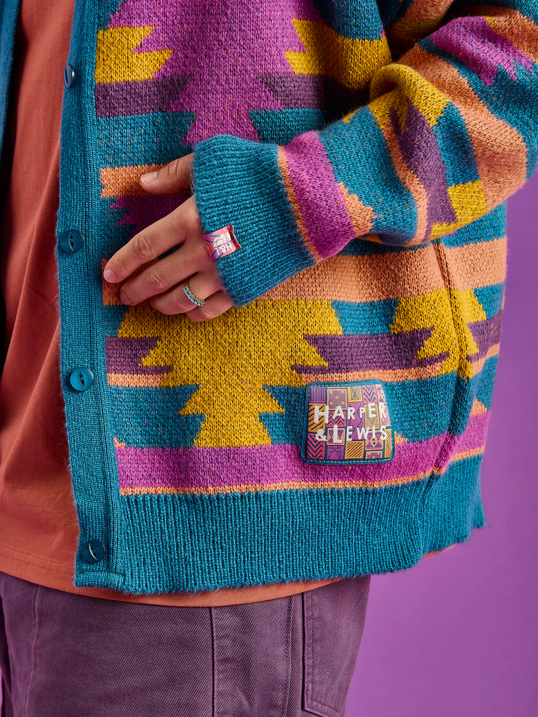 Colby Retro Pattern Knitted Cardigan - Harper & Lewis