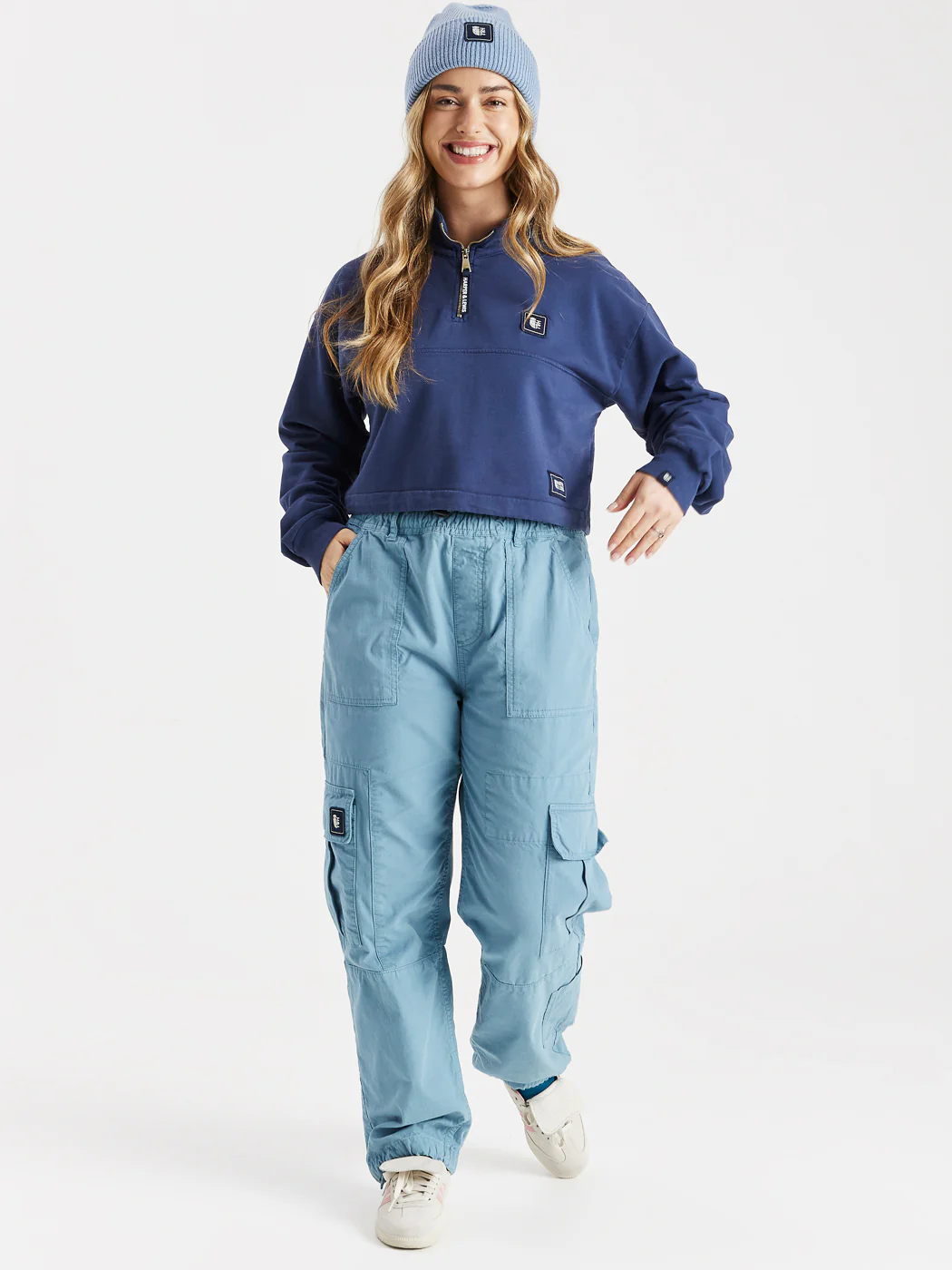 Lumi Cropped 1/4 Zip Sweater Navy - Harper & Lewis