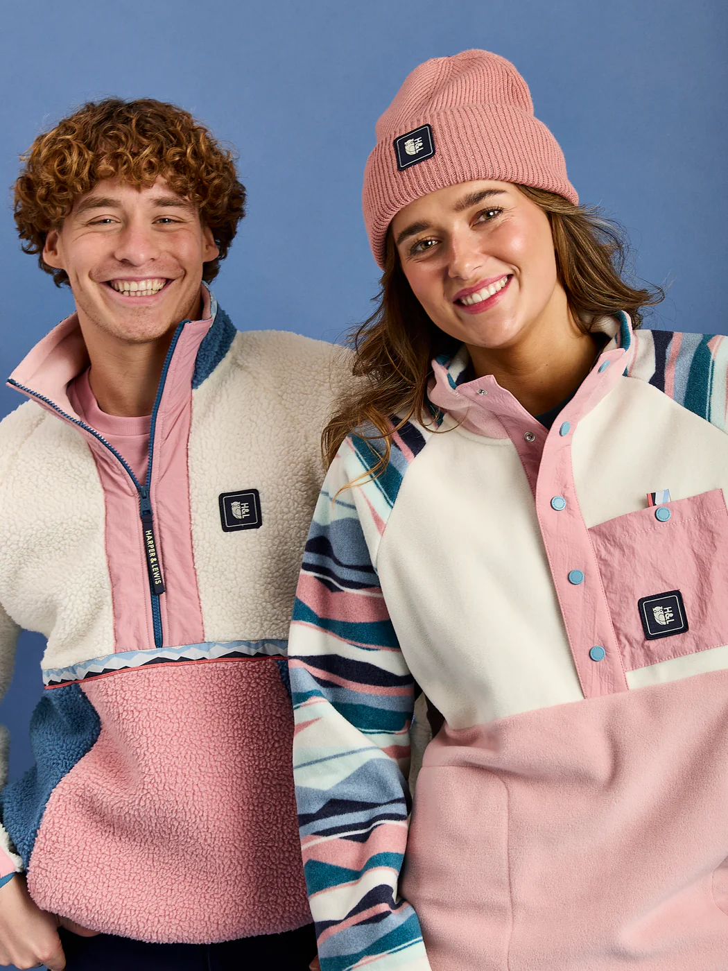 Sutton Retro Pattern Popper Neck Fleece - Harper & Lewis