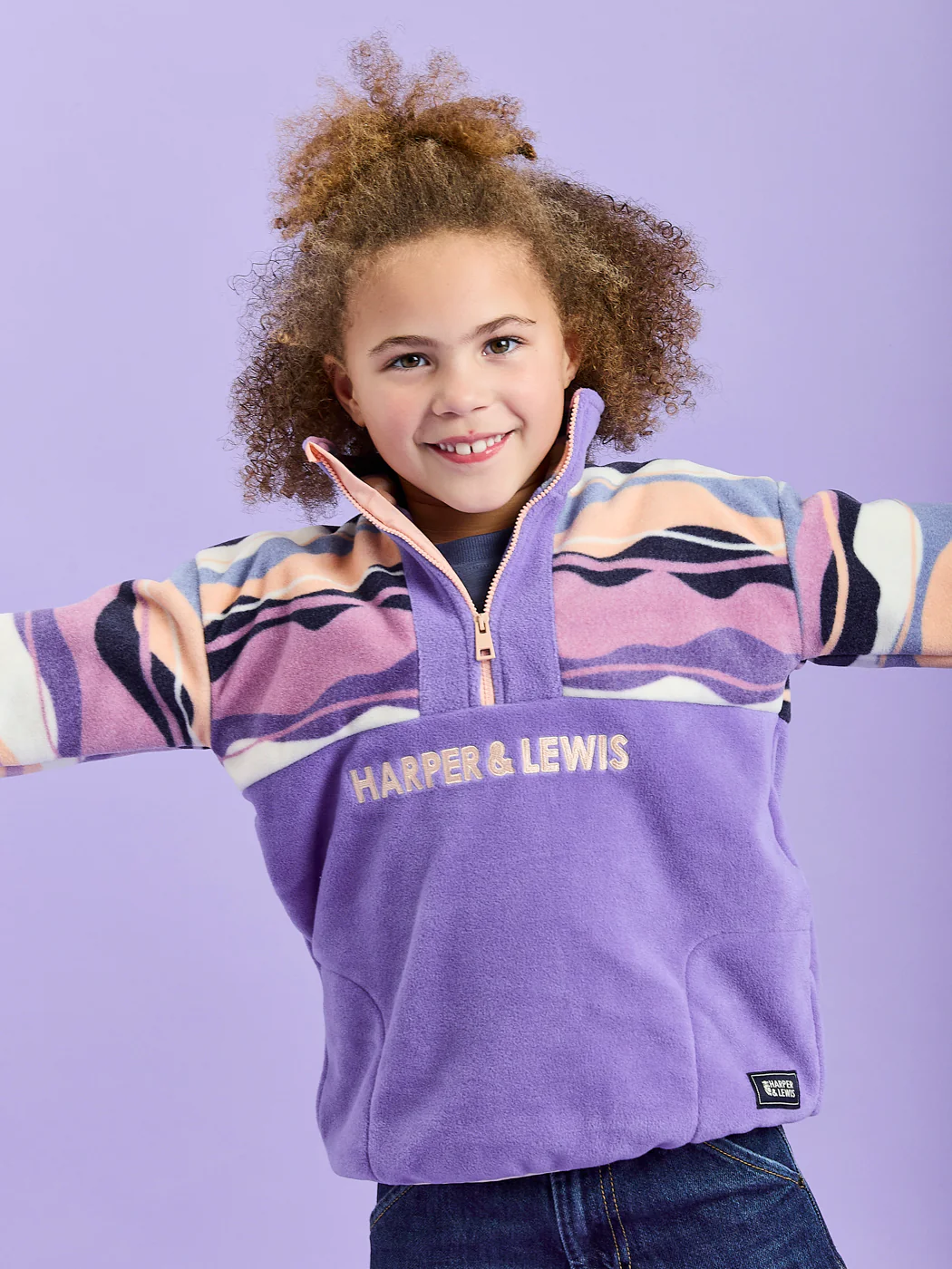 Kids Bodie Retro Pattern 1/4 Zip Fleece - Harper & Lewis
