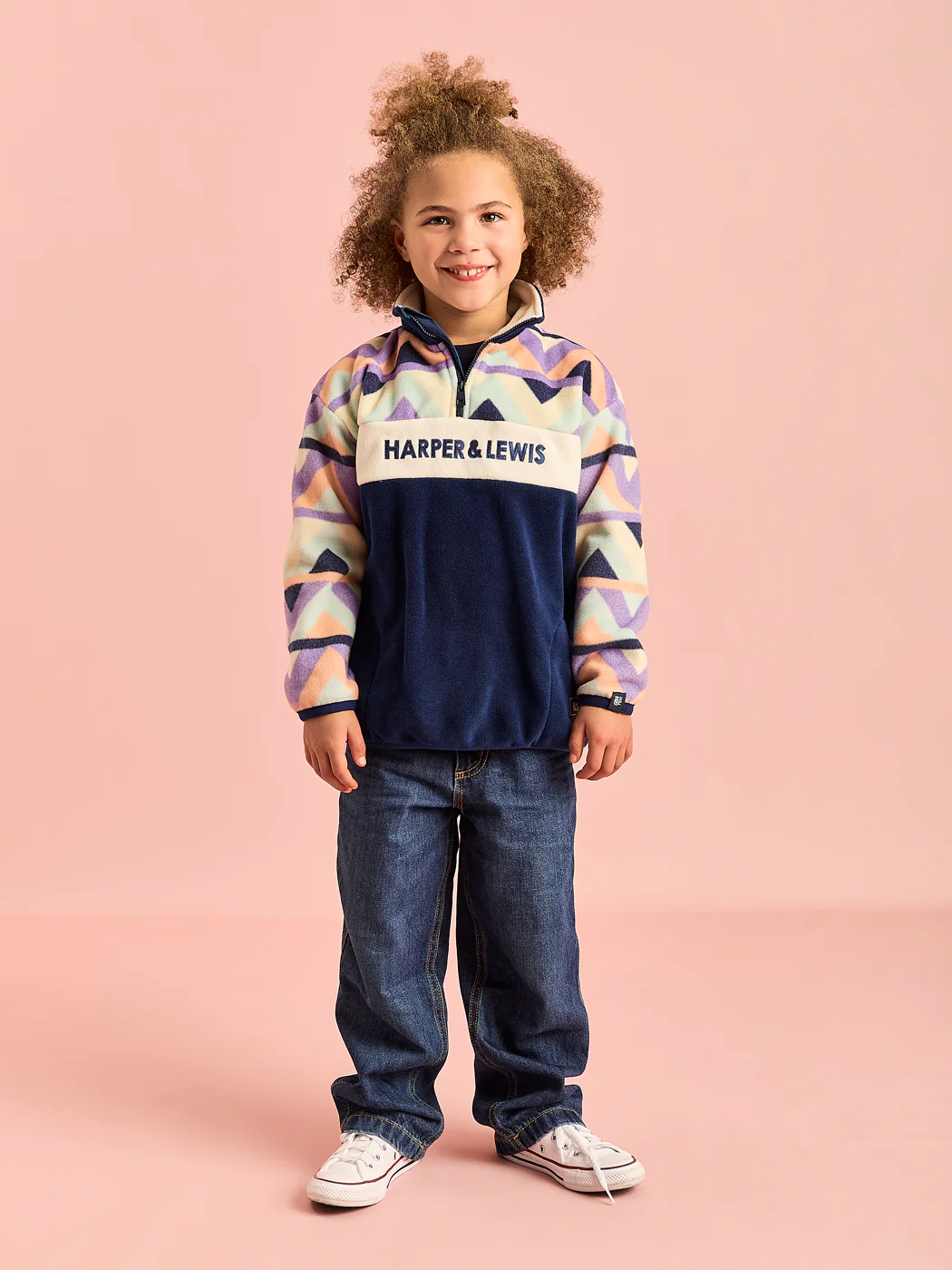 Kids Polar Retro Pattern 1/4 Zip Fleece - Harper & Lewis