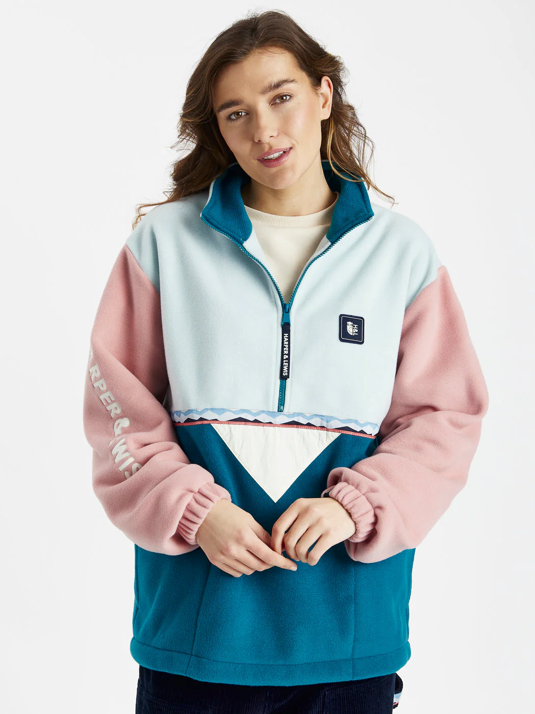 Palm 1/4 Zip Fleece Cool Aqua - Harper & Lewis