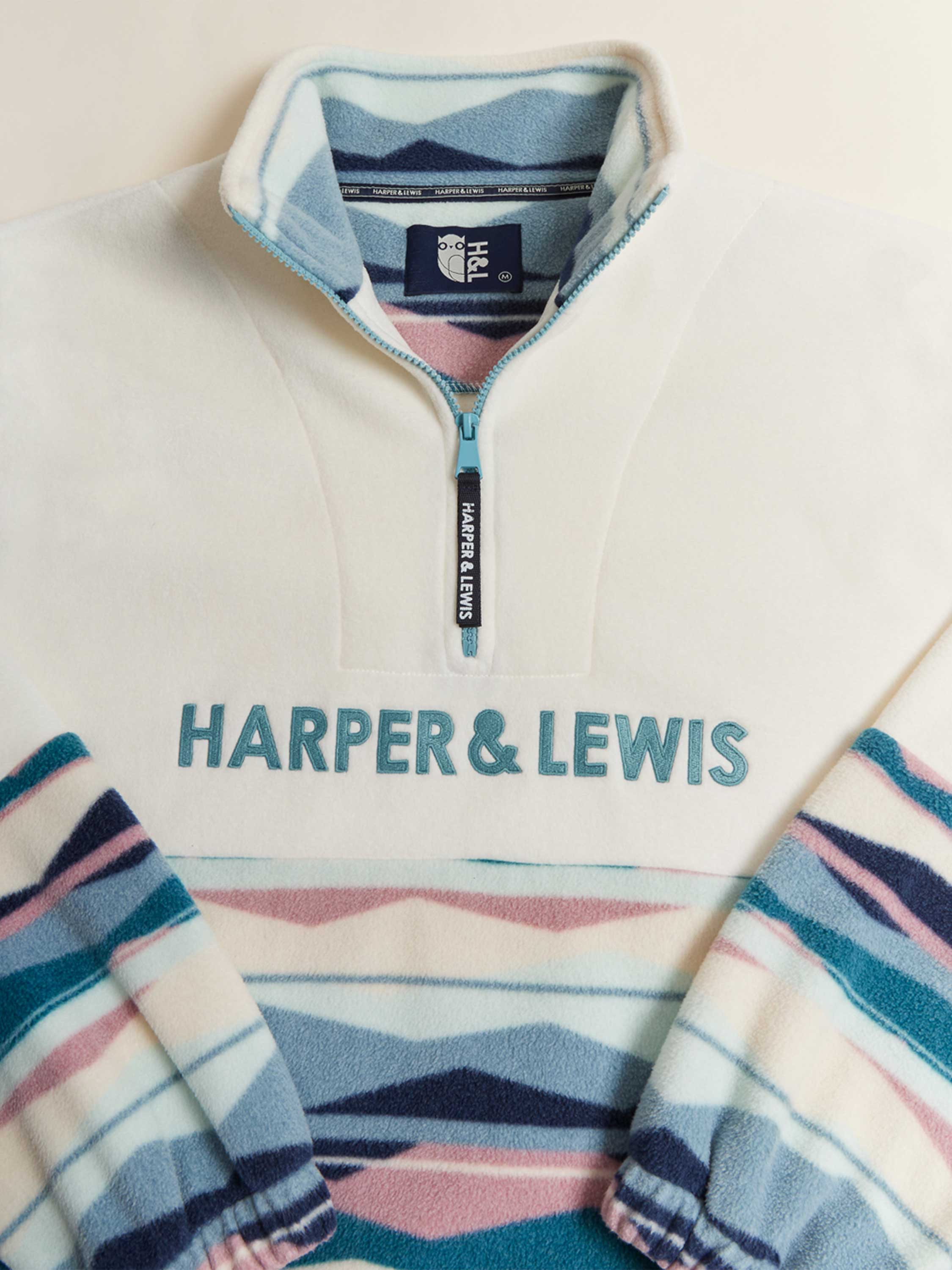Bronte Retro Pattern 1/4 Zip Fleece - Harper & Lewis