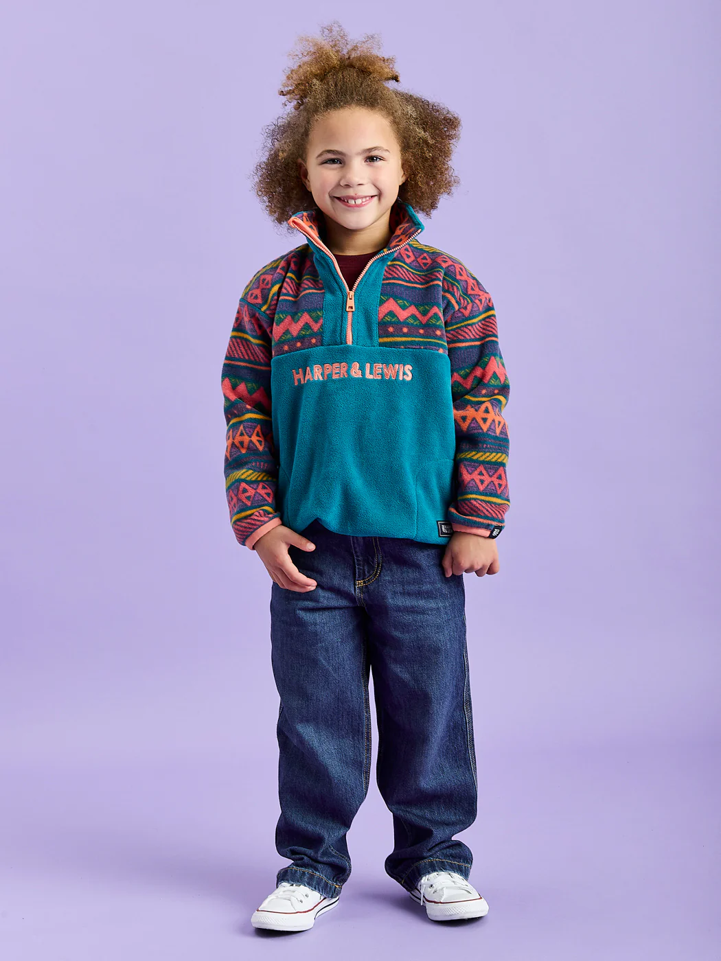 Kids Bodie Retro Pattern 1/4 Zip Fleece - Harper & Lewis