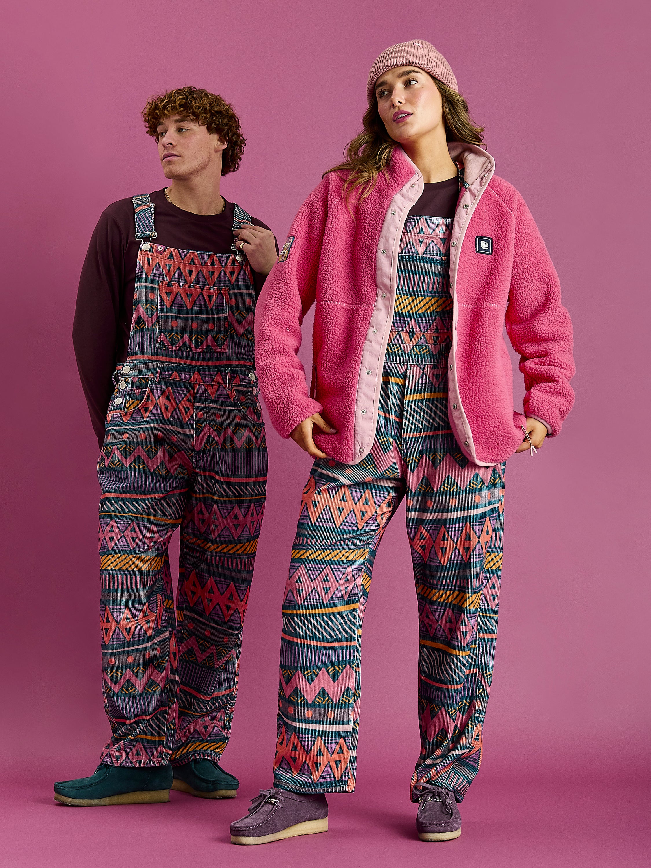 Lois Retro Pattern Corduroy Dungarees - Harper & Lewis