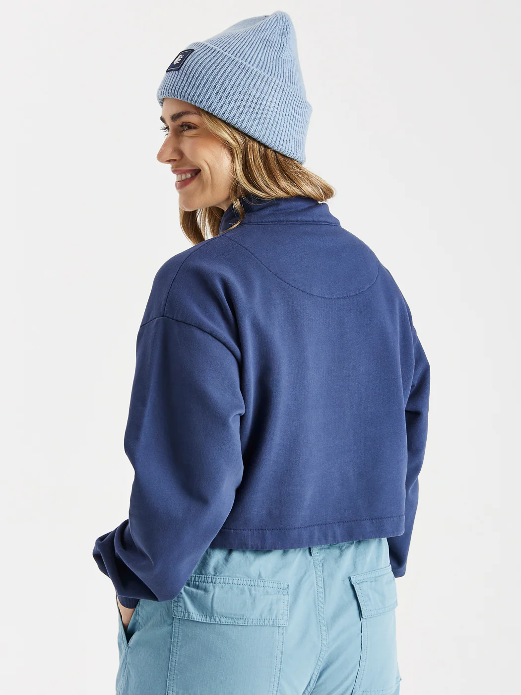 Lumi Cropped 1/4 Zip Sweater Navy - Harper & Lewis