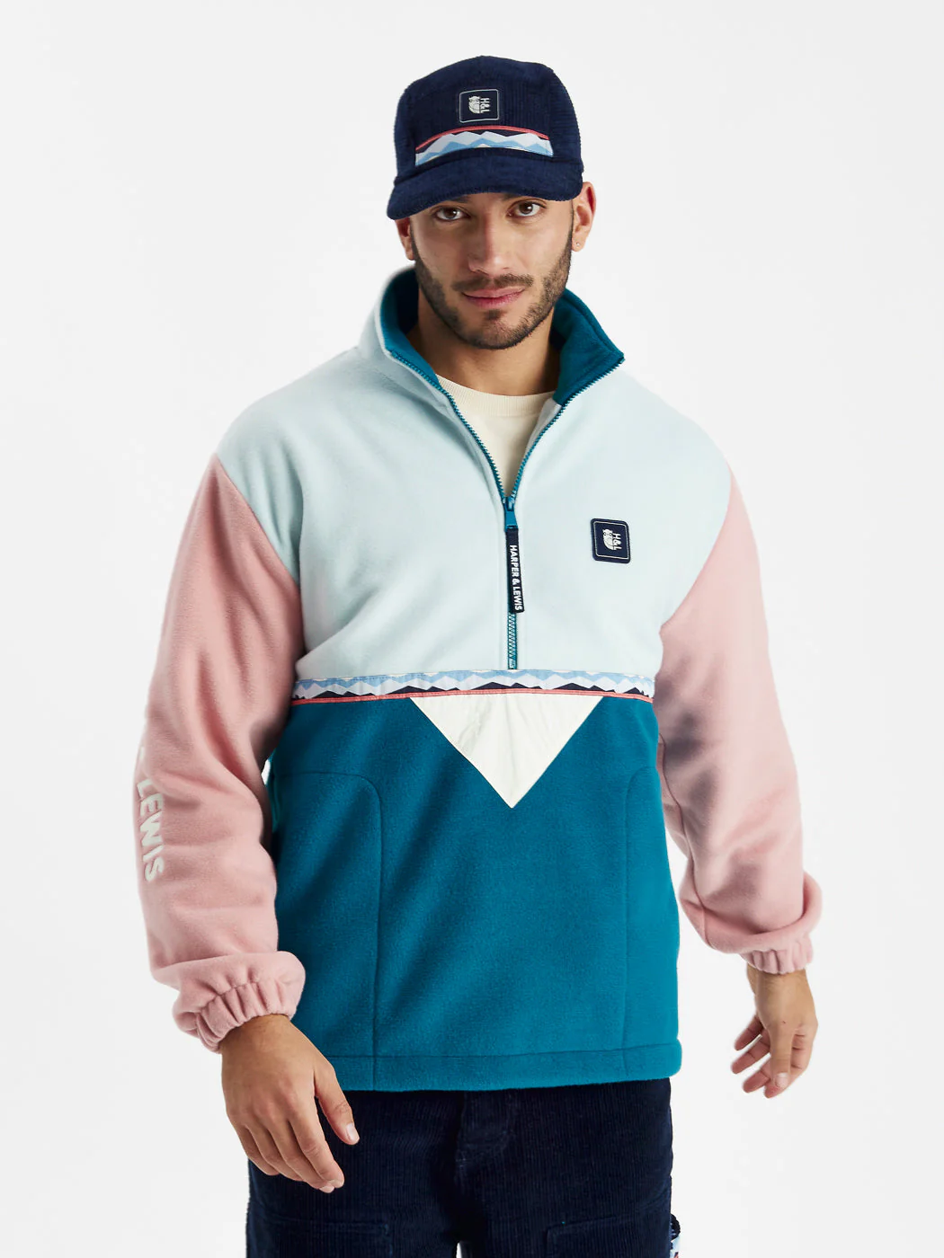 Palm 1/4 Zip Fleece Cool Aqua - Harper & Lewis
