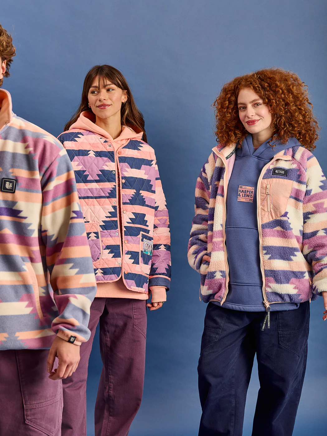 Finn Retro Pattern Full Zip Sherpa Fleece - Harper & Lewis