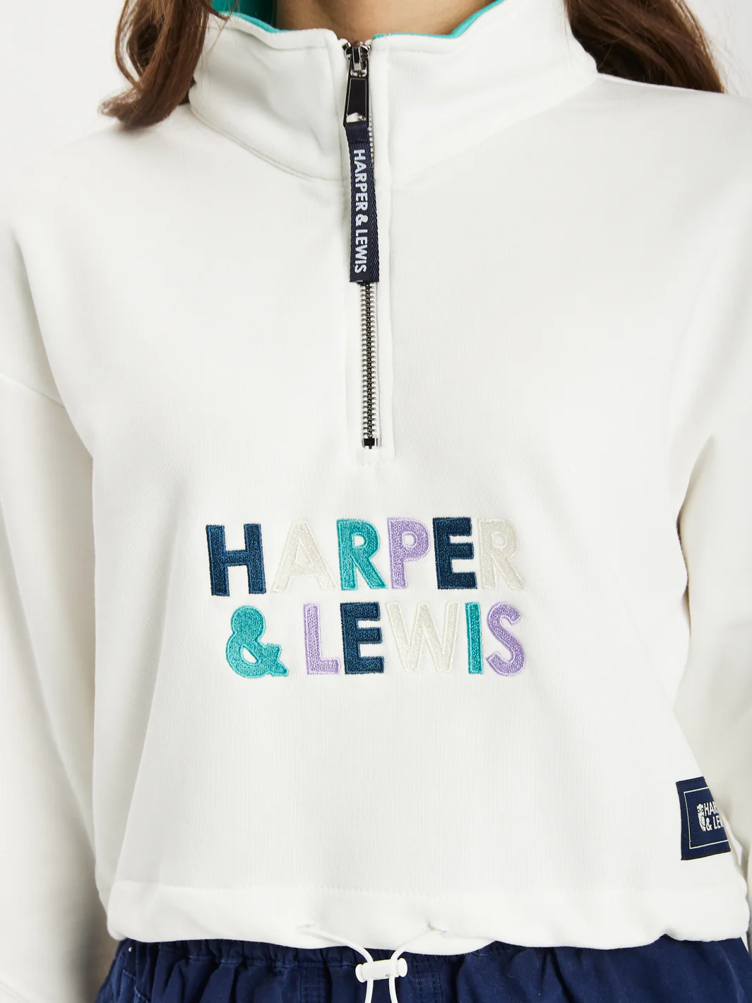 Sylvie Cropped 1/4 Zip Sweater Cream - Harper & Lewis