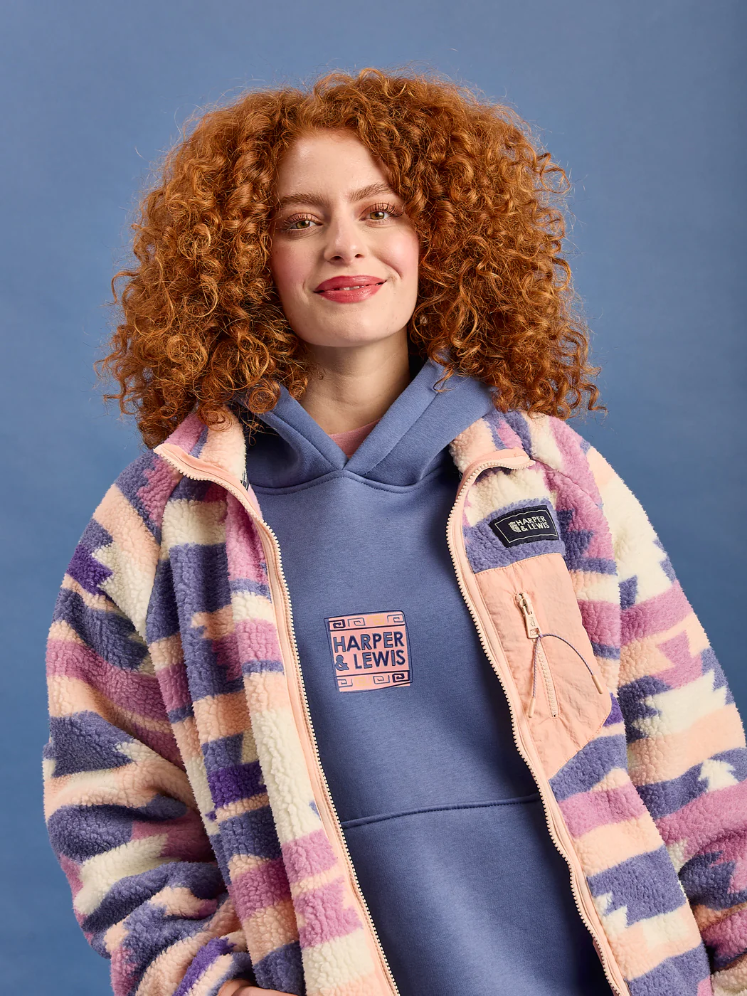 Finn Retro Pattern Full Zip Sherpa Fleece - Harper & Lewis