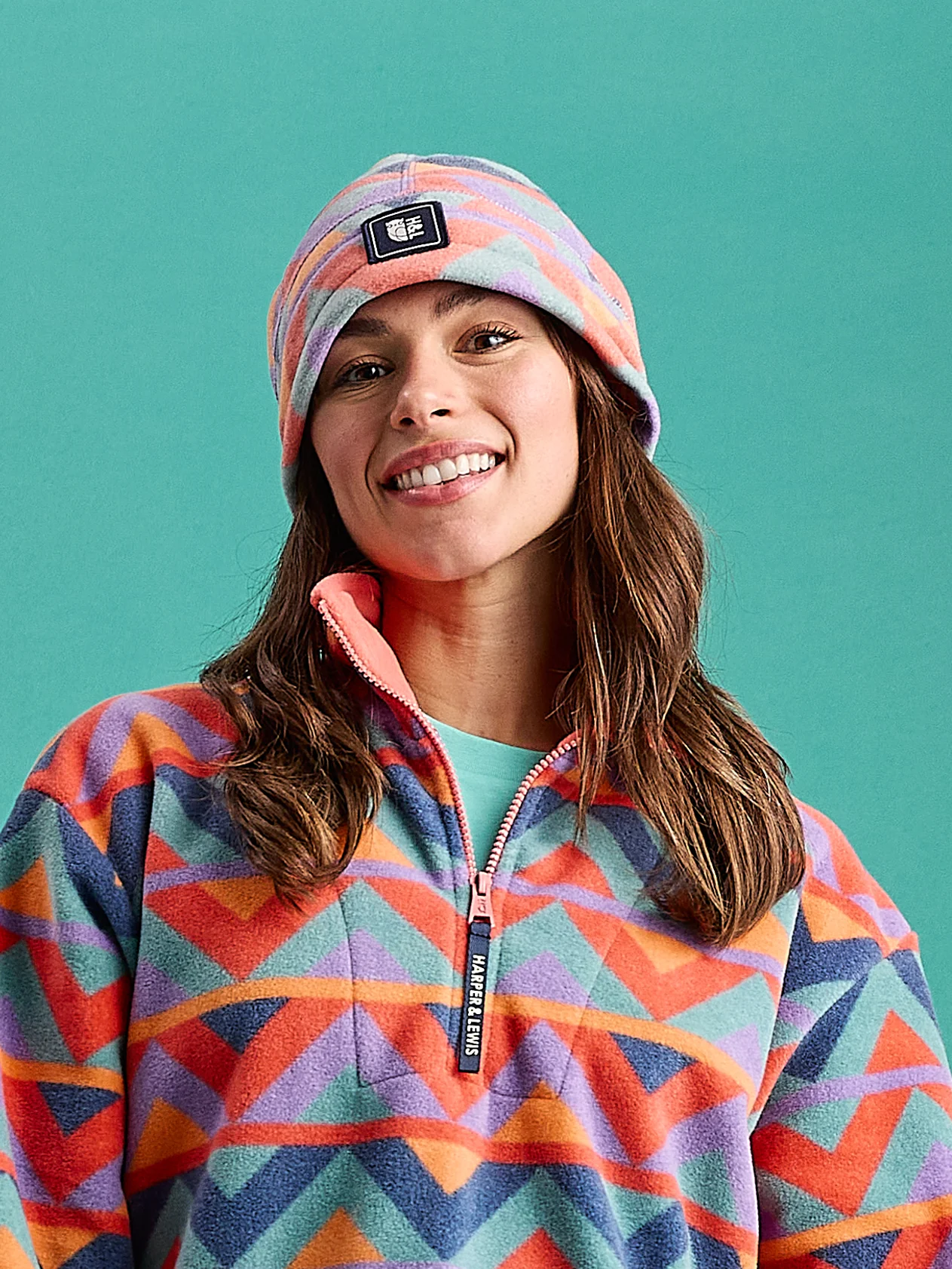 Tallow Retro Pattern Fleece Beanie - Harper & Lewis