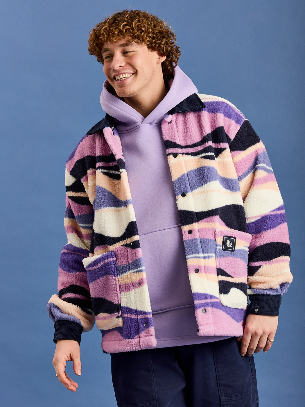 Beau Retro Pattern Sherpa Fleece Shirt - Harper & Lewis