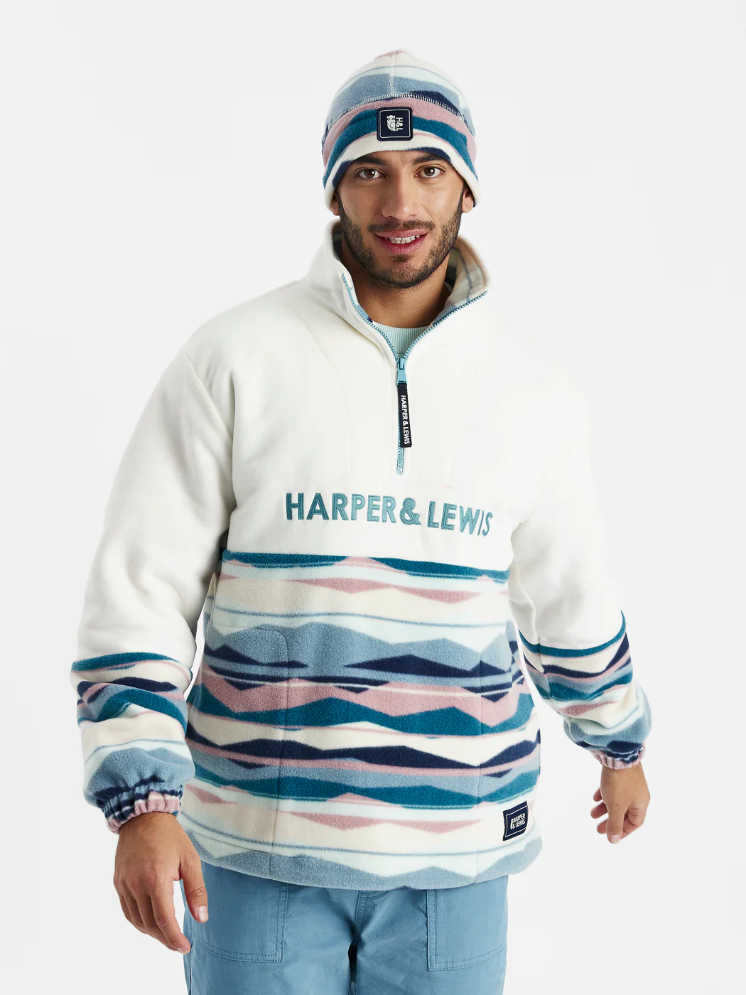 Bronte Retro Pattern 1/4 Zip Fleece - Harper & Lewis